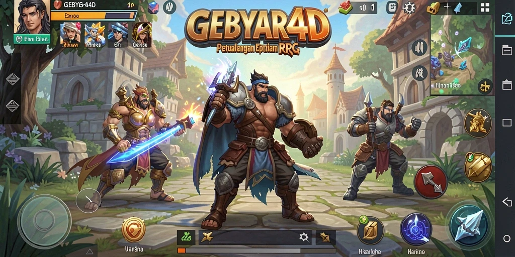 Gameplay GEBYAR4D dengan aksi RPG yang mendebarkan.