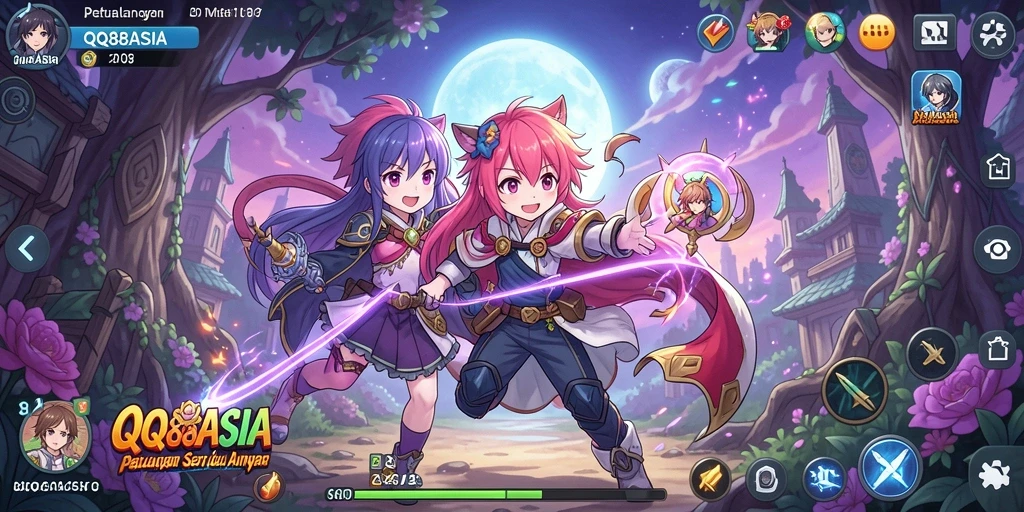 Tangkapan layar gameplay <strong>QQ88ASIA</strong> menampilkan aksi seru karakter anime.