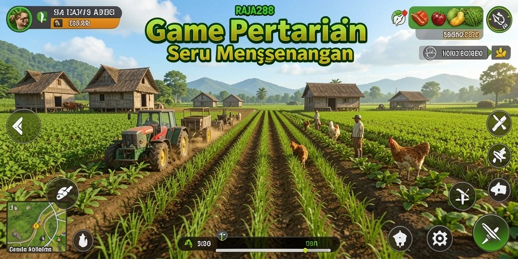Tampilan gameplay RAJA288 yang menampilkan aktivitas pertanian.
