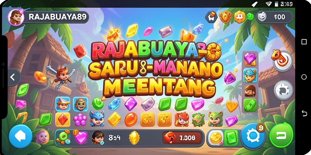 Tangkapan layar gameplay RAJABUAYA89 yang menarik dan penuh aksi Match-3.